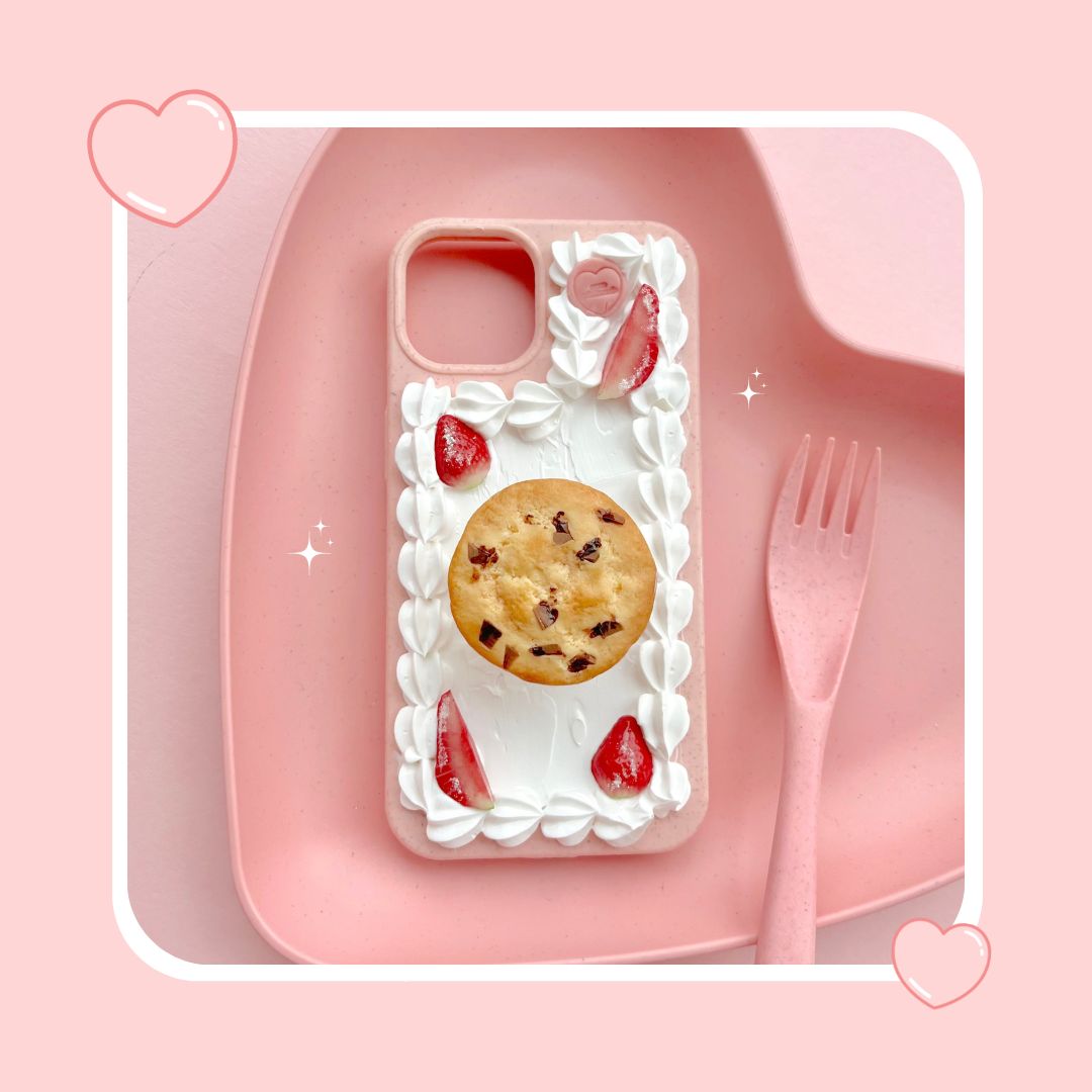 chocolate chip cookie pull out grip decoden phone case