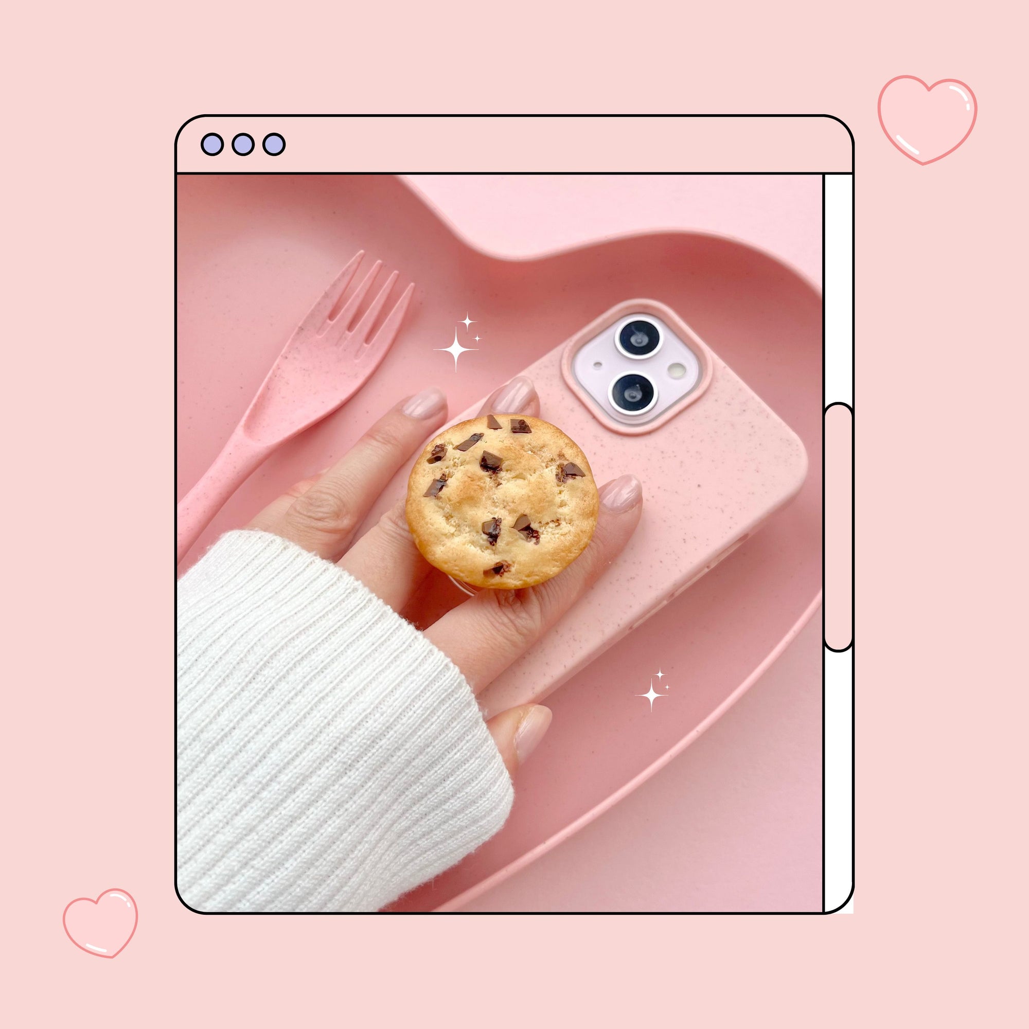 chocolate chip cookie pull out phone grip