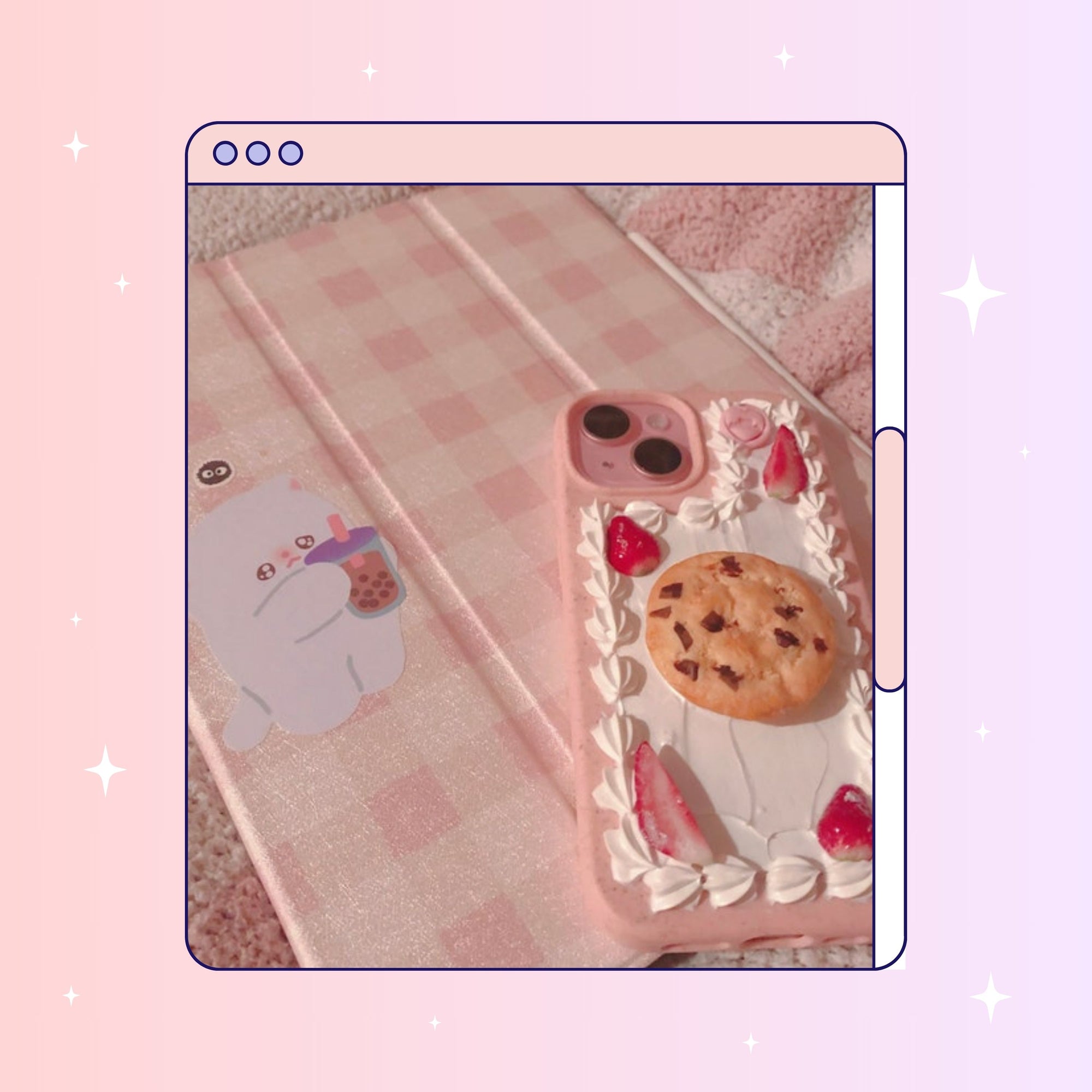 chocolate chip cookie pull out grip decoden phone case