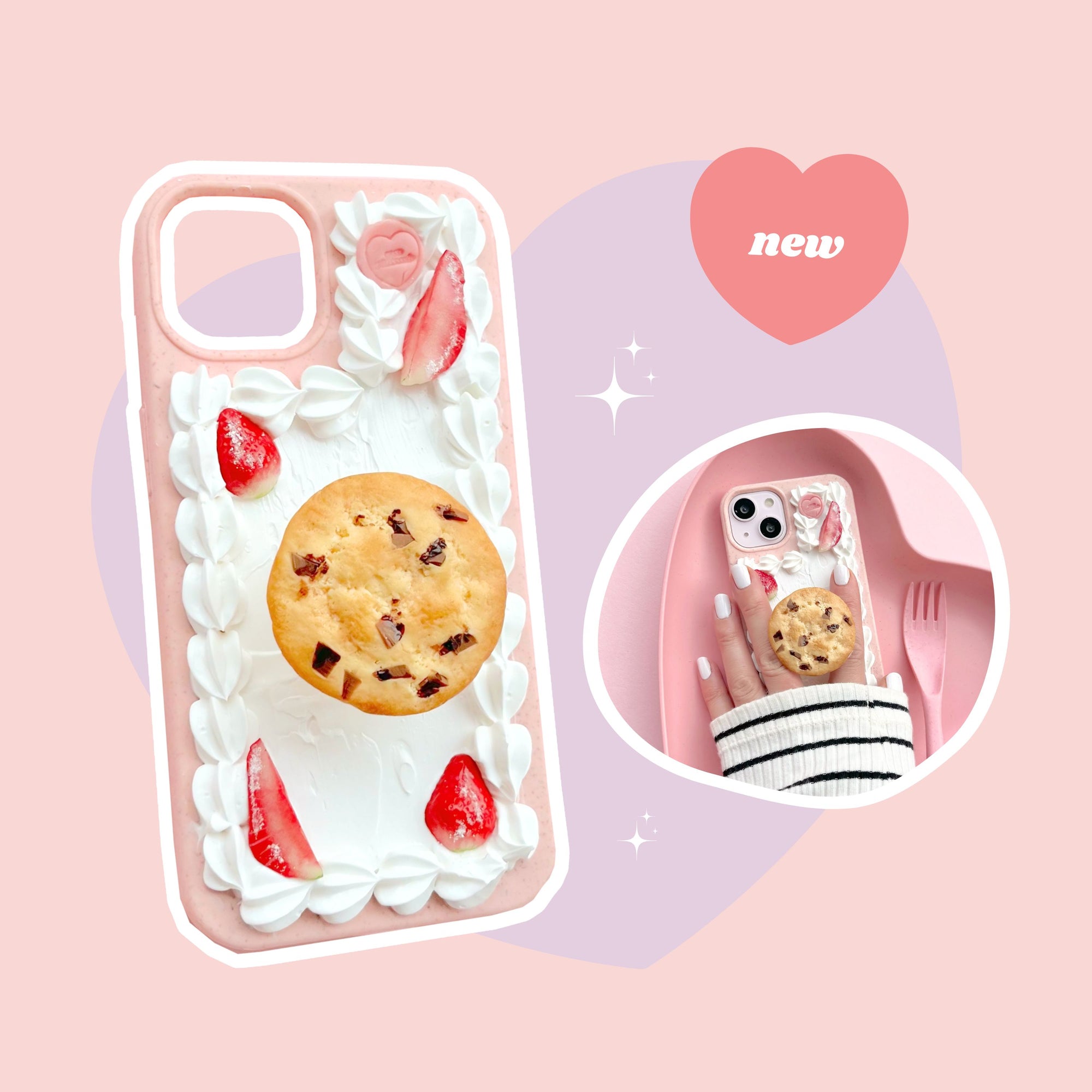 chocolate chip cookie pull out grip decoden phone case