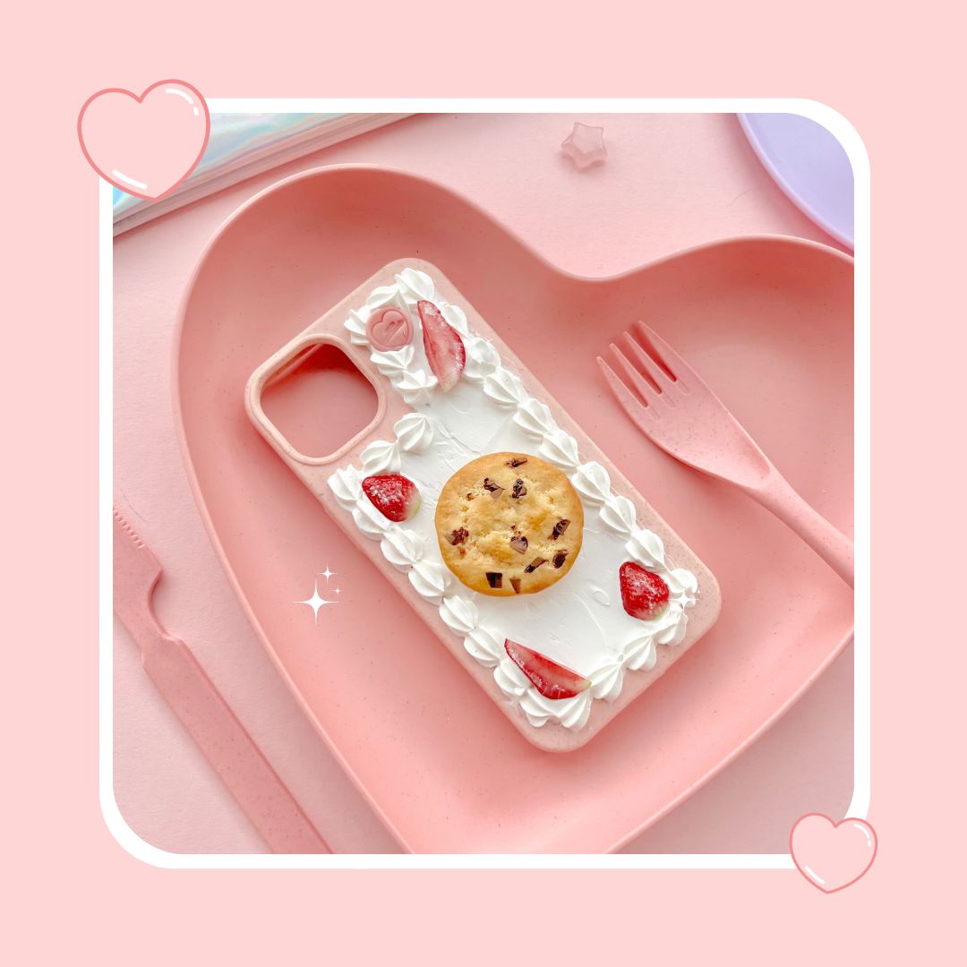 chocolate chip cookie pull out grip decoden phone case