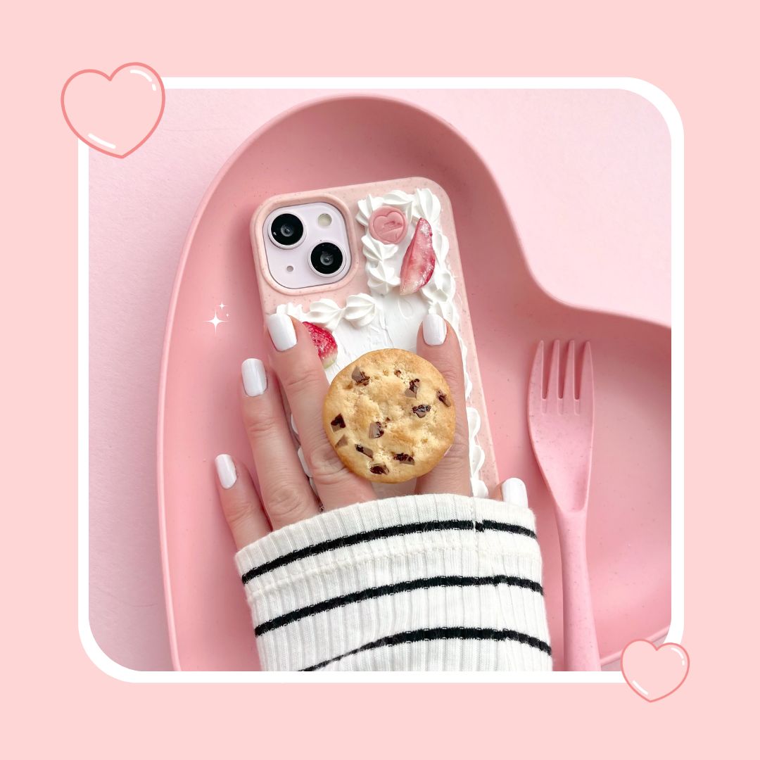 chocolate chip cookie pull out grip decoden phone case