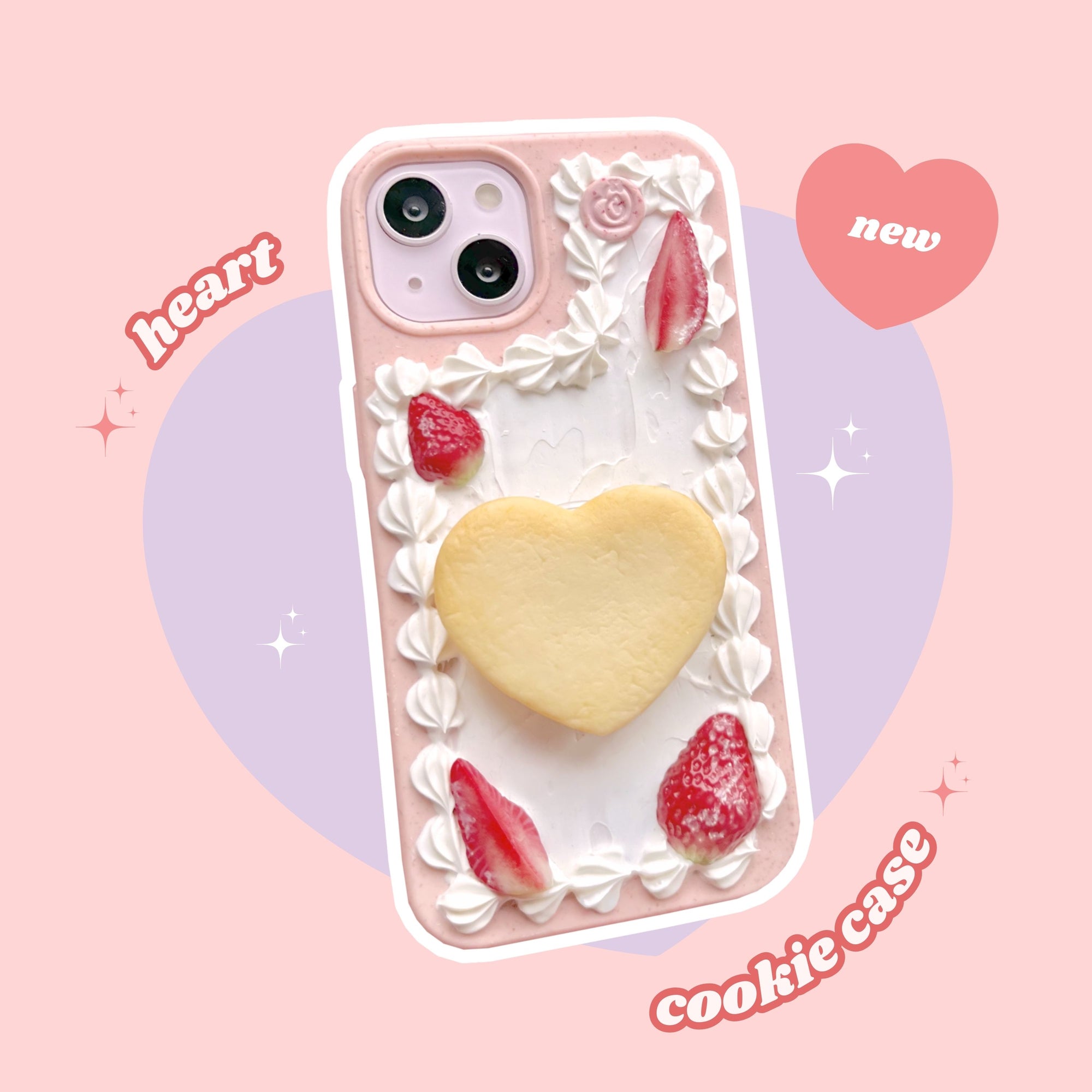 heart shaped butter cookie pull out griptok decoden phone case