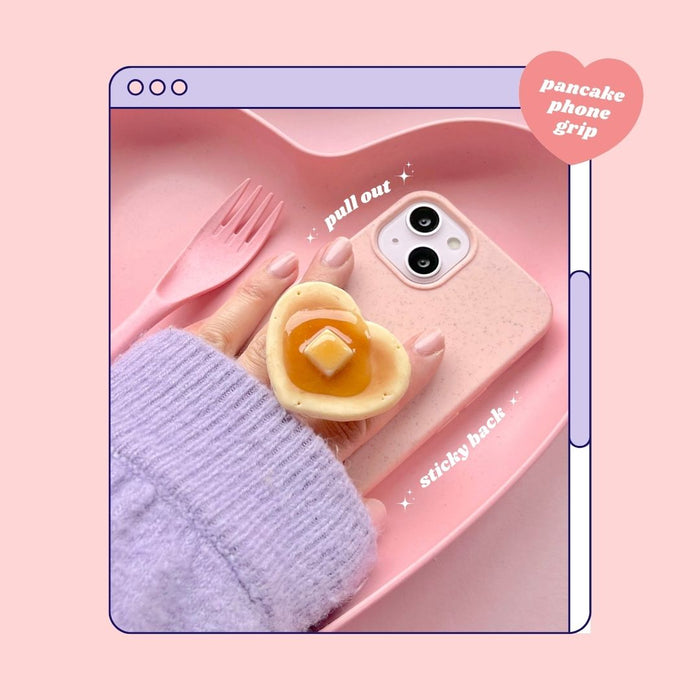 heart shaped butter syrup pancake pull out phone grip